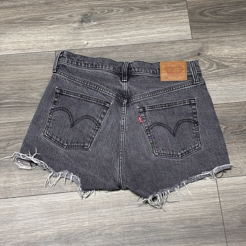 Levi’s Premium 501 Cut Off Shorts Gray Black Button Fly Women’s 29 - Picture 2 of 14